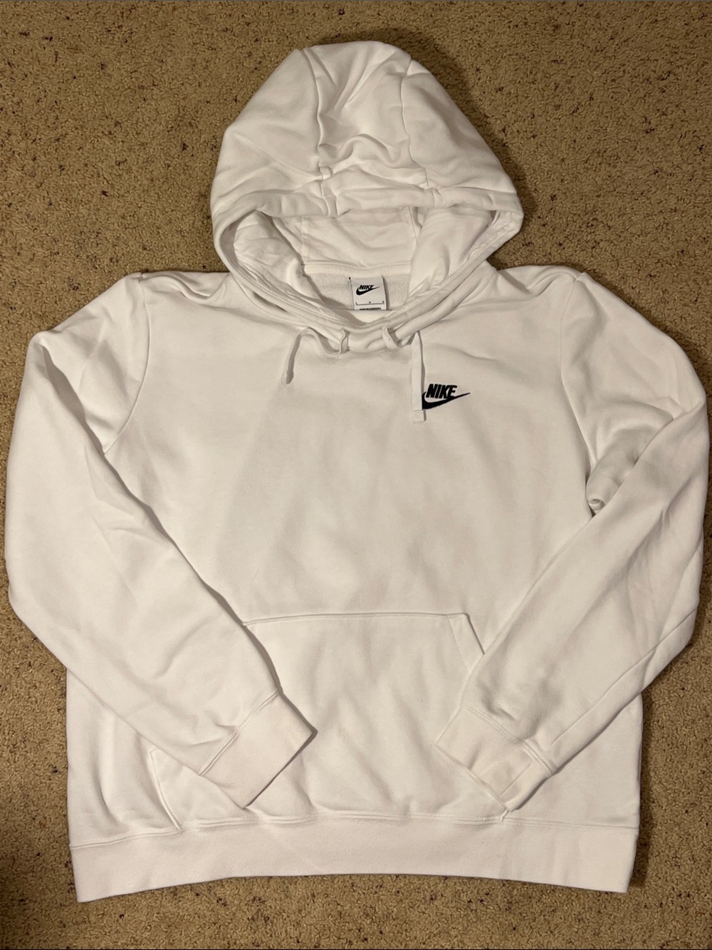 Nike White Pullover Hoodie with Black Swoosh